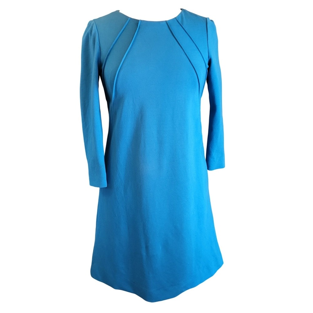 ANTONIO MELANI Teal Blue Long Sleeve Midi Dress